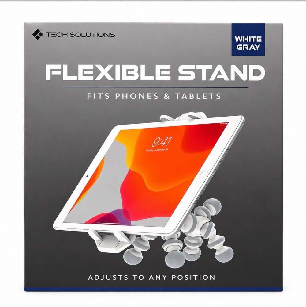 Tech Solutions Flexible Stand for Phones and Tablets White Gray